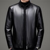 Goat Skin Leather Slim & Plus Size Men Coat & thermal Solid PC