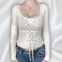 Polyester Slim Women Long Sleeve Blouses patchwork white PC