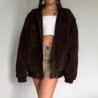 Polyester Women Coat & loose patchwork Solid brown PC