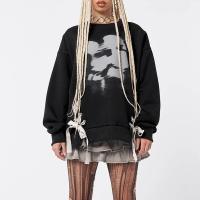 Polyester Women Sweatshirts & loose printed black PC