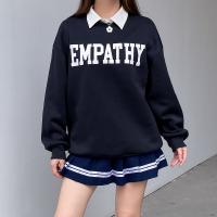 Polyester Women Sweatshirts & loose printed letter blue PC