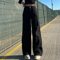 Cotton Women Jeans slimming patchwork Solid black PC