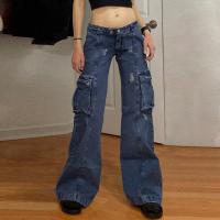 Cotton Women Jeans & loose patchwork blue PC