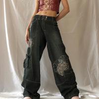 Algodón Mujer Jeans, impreso, gris,  trozo