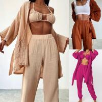 Polyester Women Casual Set & three piece Long Trousers & camis & top Solid Set