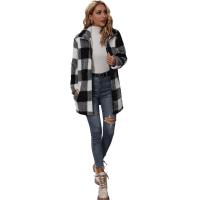 Polyester Women Coat & loose printed plaid PC