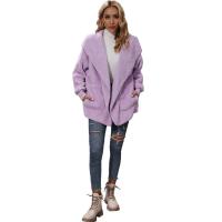Polyester Women Coat mid-long style & loose & with pocket Solid PC