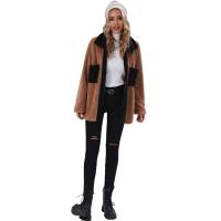 Polyester Women Coat mid-long style & loose patchwork PC
