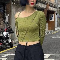Polyester Slim Women Long Sleeve Blouses patchwork green PC