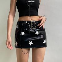 Polyester Package Hip Skirt slimming printed star pattern black PC