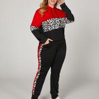 Polyester Plus Size Women Casual Set & two piece Long Trousers & Sweatshirt printed leopard Set