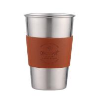Stainless Steel & PU Leather Creative Coffee Cup silver PC