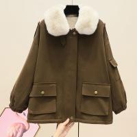 Cotton Women Parkas & thick fleece & loose & thermal patchwork Solid PC