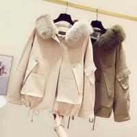 Polyester Women Parkas & thick fleece & loose & thermal patchwork Solid PC