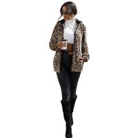 Polyester Women Coat mid-long style & loose printed leopard coffee PC