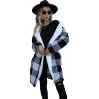 Polyester Women Coat & loose printed plaid PC