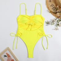 Polyamide Quick Dry One-piece Swimsuit flexible & hollow & skinny style Solid yellow PC