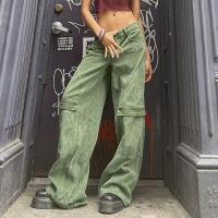 Algodón Mujer Jeans, labor de retazos, Sólido, verde,  trozo