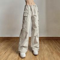 Nylon Women Long Trousers slimming patchwork Solid khaki PC