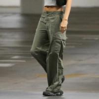 Polyester Women Long Trousers slimming patchwork Solid green PC