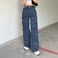 Algodón Mujer Jeans, labor de retazos, Sólido, azul,  trozo