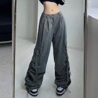 Polyester Women Long Trousers slimming patchwork Solid gray PC