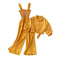 Polyester Women Casual Set slimming & two piece Jumpsuit & top Solid : Set