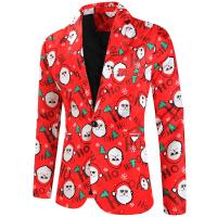 Polyester Plus Size Men Suit Coat christmas design  printed red PC