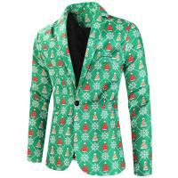 Polyester Blazer & Plus Size Men Suit Coat christmas design  printed green PC