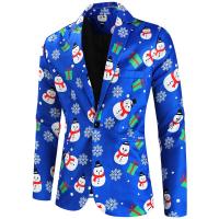 Polyester Blazer & Plus Size Men Suit Coat christmas design  printed blue PC
