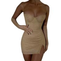 Polyester Slim & High Waist Sexy Package Hip Dresses glove & skirt patchwork Solid PC