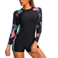 Polyester Quick Dry One-piece Swimsuit & sun protection & skinny style printed shivering PC
