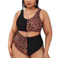 Polyester Plus Size One-piece Swimsuit leopard PC
