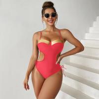 Polyester One-piece Swimsuit flexible & backless Solid PC