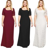 Polyester long style & Plus Size Long Evening Dress & hollow crochet Solid PC