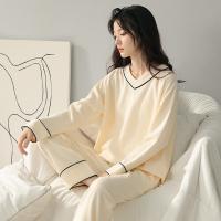 Polyester Women Pajama Set & two piece & loose top & bottom Set