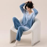 Polyester Women Pajama Set & two piece & thermal top & bottom Set