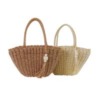 Straw hard-surface Woven Tote attached with hanging strap Solid PC