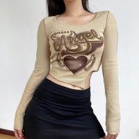 Polyester Slim Women Long Sleeve T-shirt knitted PC