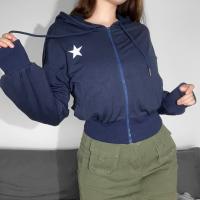 Polyester Women Sweatshirts & loose patchwork star pattern PC