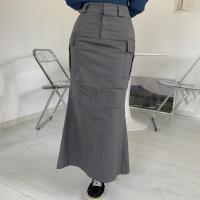 Polyester Mermaid Package Hip Skirt patchwork Solid gray PC