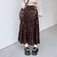 Polyester Skirt & loose printed brown PC