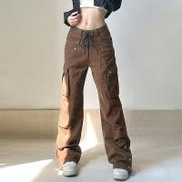 Polyester Women Long Trousers slimming patchwork Solid brown PC