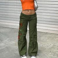 Polyester Women Jeans slimming printed green PC