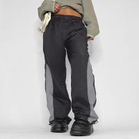 Polyester Women Casual Pants & loose patchwork black PC