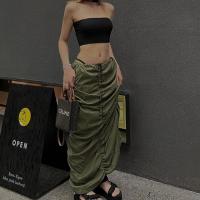 Polyester Skirt slimming patchwork Solid army green PC