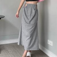 Polyester Skirt & loose patchwork Solid gray PC