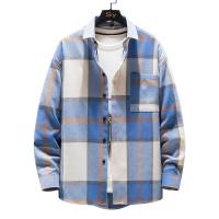 Polyester & Katoen Mannen long sleeve casual shirts Afgedrukt Plaid meer kleuren naar keuze stuk