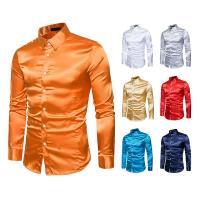 Polyester & Cotton Slim Men Long Sleeve Casual Shirts plain dyed Solid PC