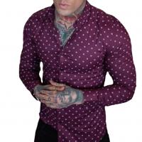 Chemische Faser & Polyester Männer Langarm Casual Shirts, Gedruckt, Punkt, mehr Farben zur Auswahl,  Stück